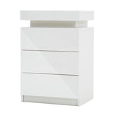 Bedside Table 3 Drawers RGB LED GLORY - WHITE