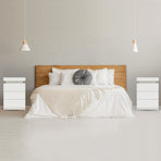 2X Bedside Table 3 Drawers RGB LED GLORY - WHITE