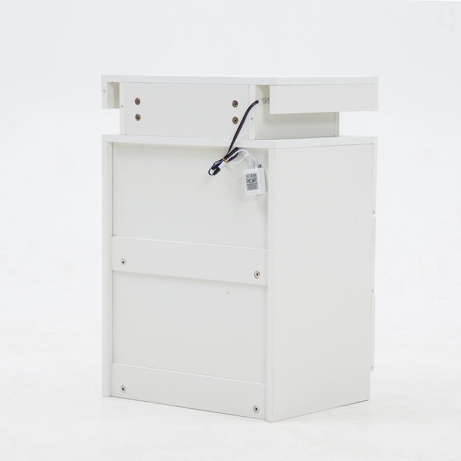 2X Bedside Table 3 Drawers RGB LED GLORY - WHITE