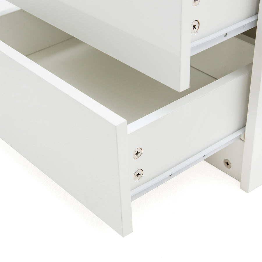 2X Bedside Table 3 Drawers RGB LED GLORY - WHITE
