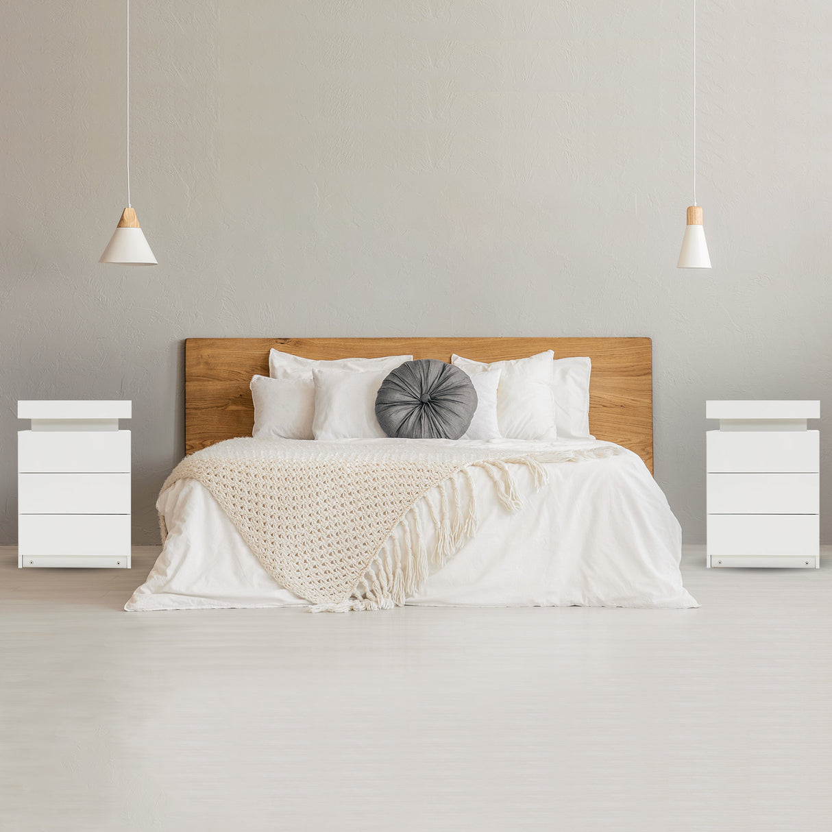 Bedside Table 3 Drawers RGB LED GLORY - WHITE