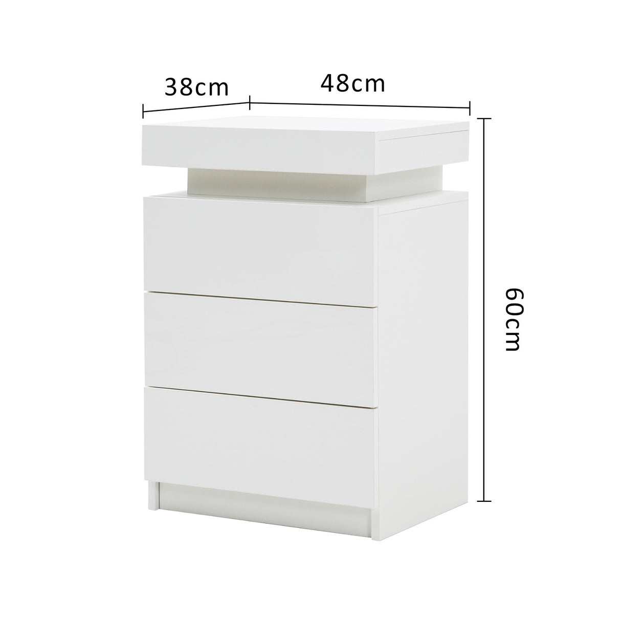 Bedside Table 3 Drawers RGB LED GLORY - WHITE