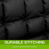 Leather Lounge Sofa Bed Double Seat Couch GEMINI - BLACK - Low Angle