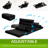 Leather Lounge Sofa Bed Double Seat Couch GEMINI - BLACK