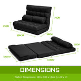 Leather Lounge Sofa Bed Double Seat Couch GEMINI - BLACK - Extra Image