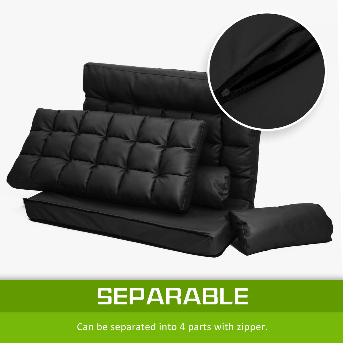 Leather Lounge Sofa Bed Double Seat Couch GEMINI - BLACK