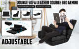 Leather Lounge Sofa Bed Double Seat Couch GEMINI - BLACK - Front View