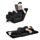 Leather Lounge Sofa Bed Double Seat Couch GEMINI - BLACK