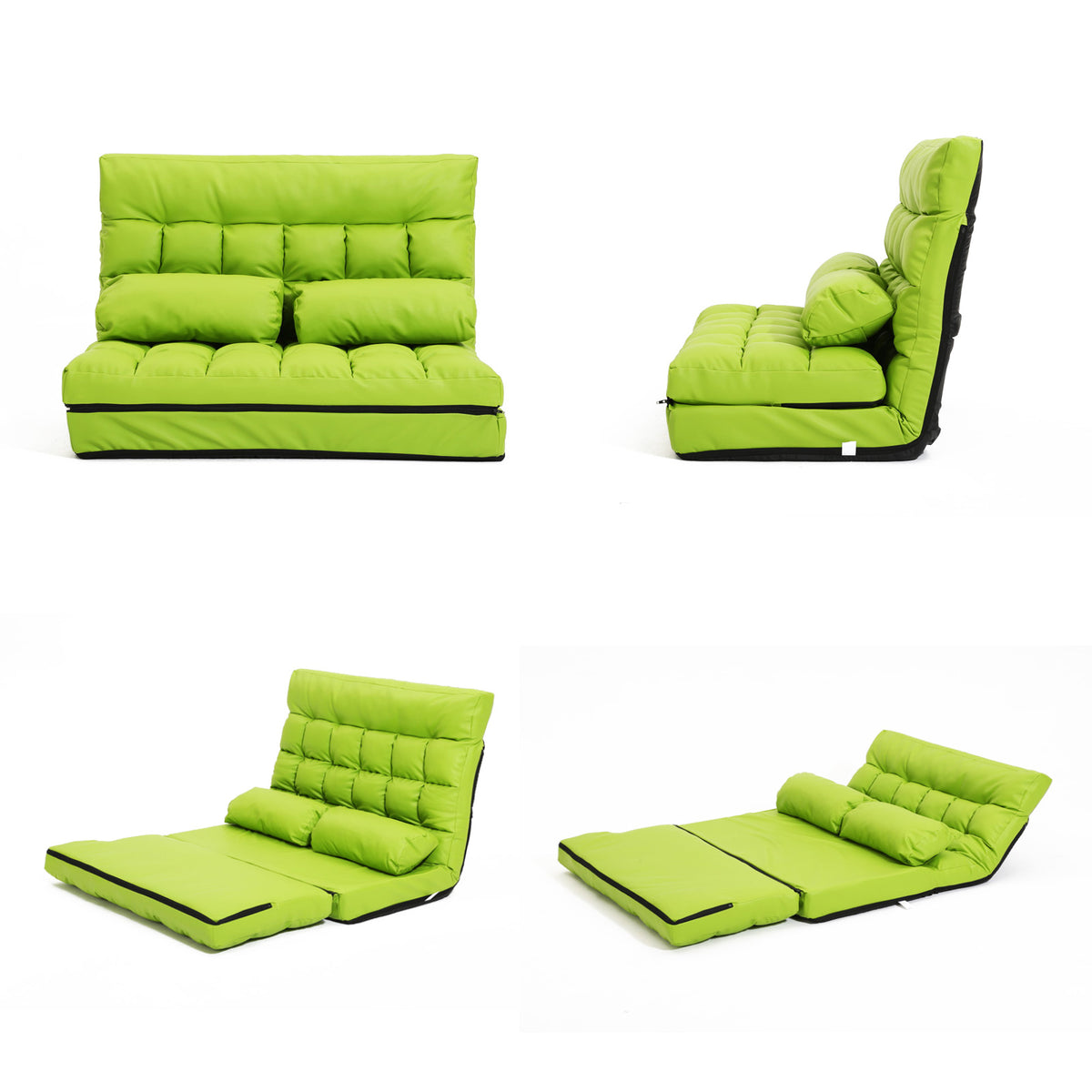 Leather Lounge Sofa Bed Double Seat Couch GEMINI - GREEN