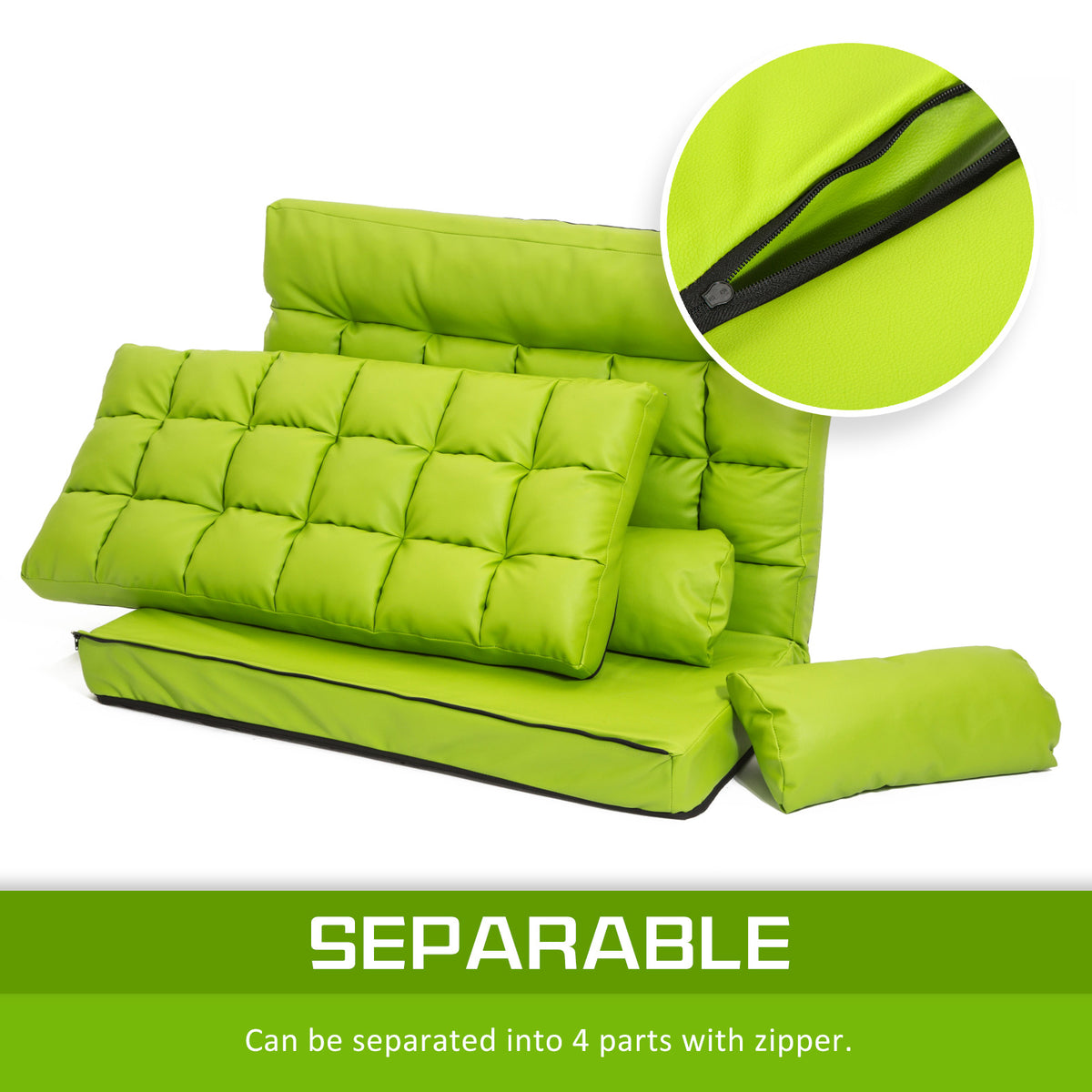 Leather Lounge Sofa Bed Double Seat Couch GEMINI - GREEN