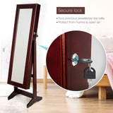 146cm Mirror Jewellery Cabinet LUVO - WALNUT - Rear View