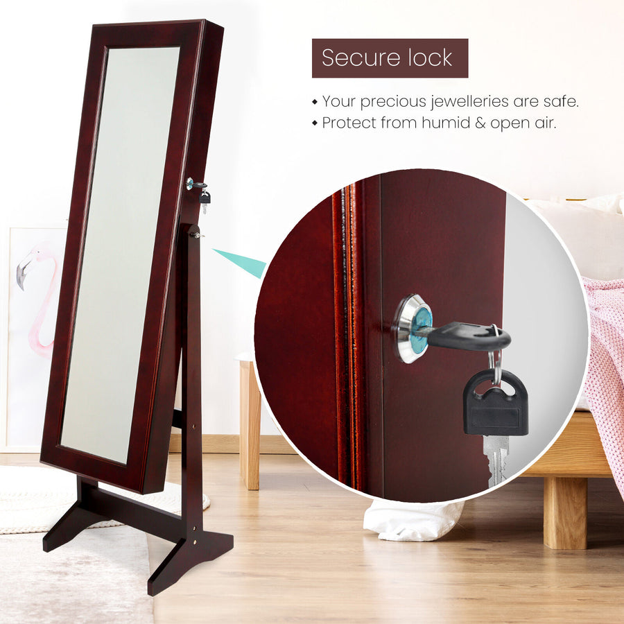 146cm Mirror Jewellery Cabinet LUVO - WALNUT