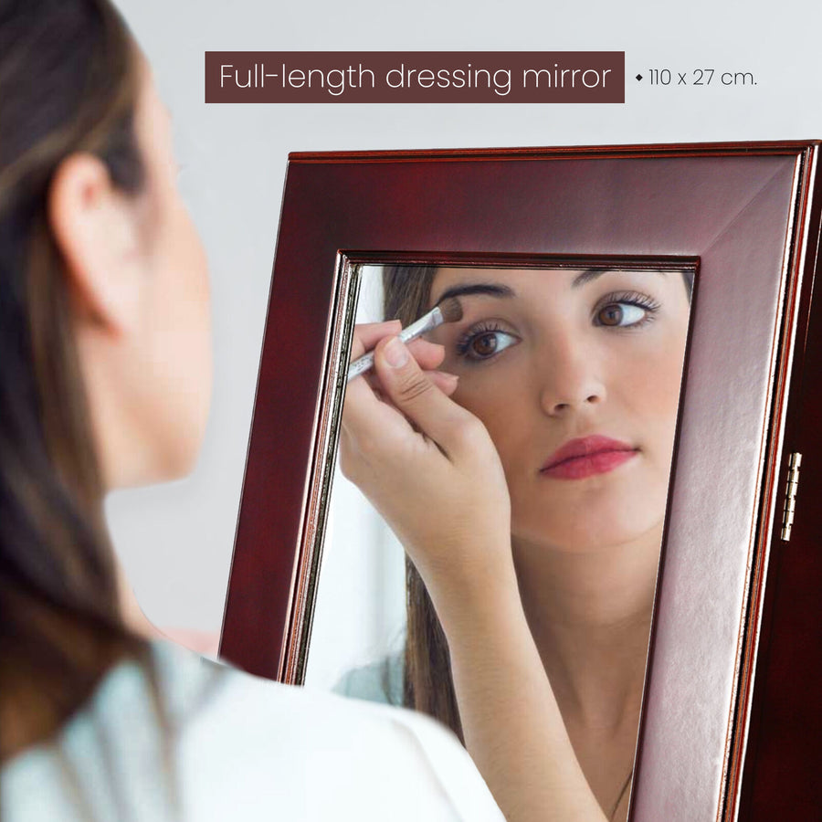 146cm Mirror Jewellery Cabinet LUVO - WALNUT