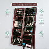 146cm Mirror Jewellery Cabinet LUVO - WALNUT - Low Angle