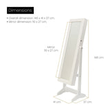 146cm Mirror Jewellery Cabinet LUVO - WHITE