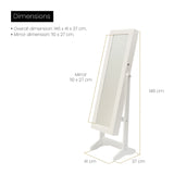 146cm Mirror Jewellery Cabinet LUVO - WHITE - Extra Image
