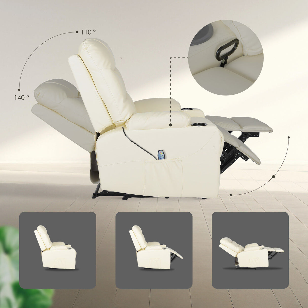 Massage Recliner Chair ARLEEN - BEIGE