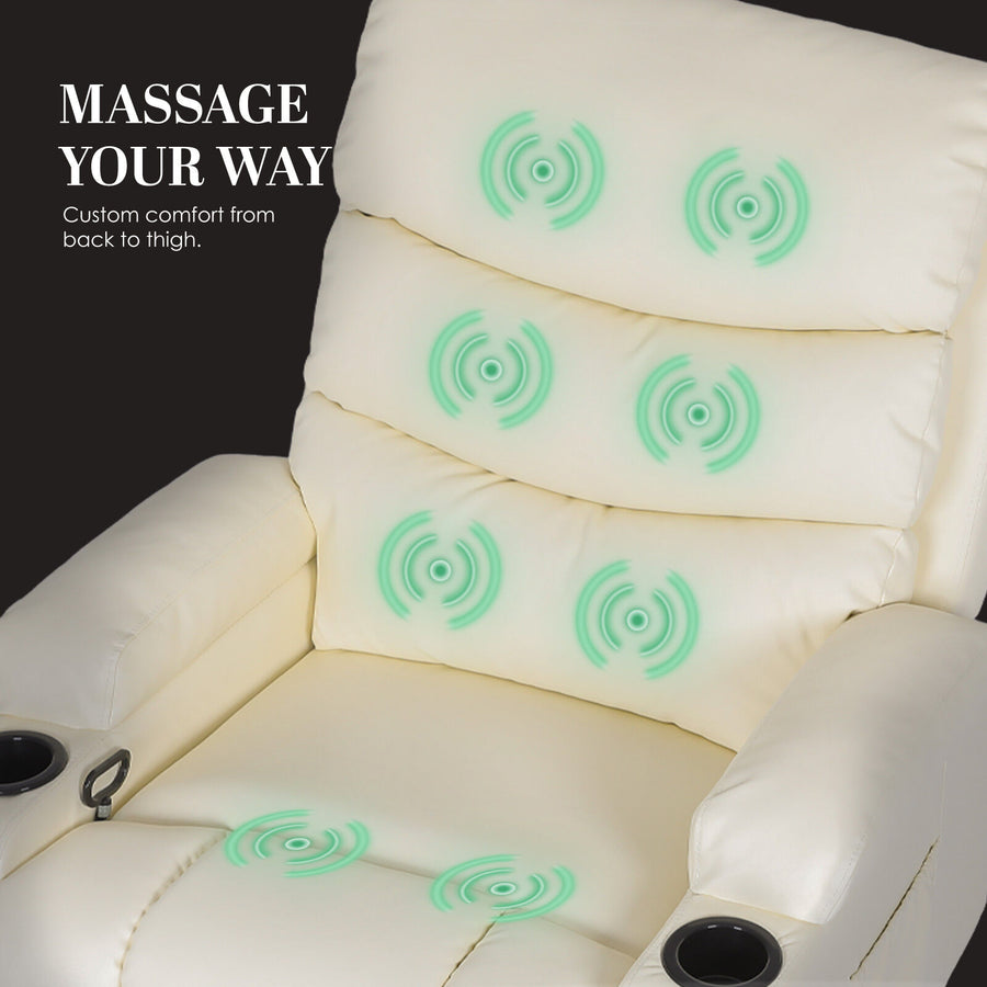 Massage Recliner Chair CELINA - CREAM