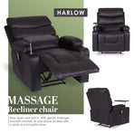 Massage Recliner Chair HARLOW - BROWN