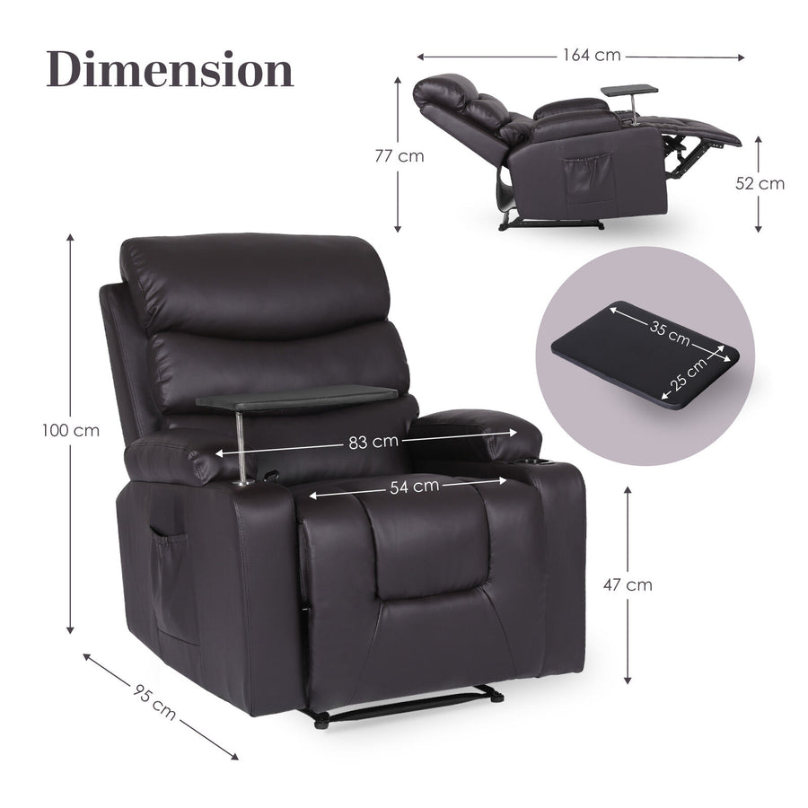 Massage Recliner Chair HARLOW - BROWN