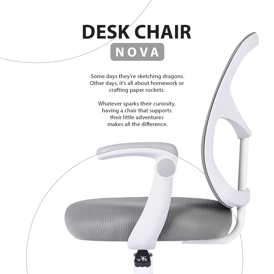 Kids Desk Chair Office Study Seat with Footrest NOVA - GREY