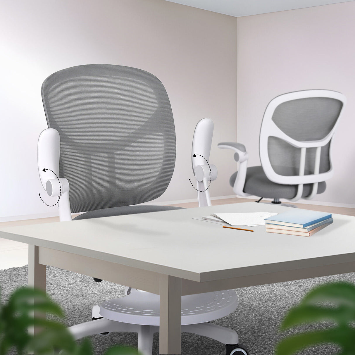 Kids Desk Chair Office Study Seat with Footrest NOVA - GREY