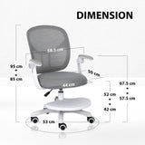 Kids Desk Chair Office Study Seat with Footrest NOVA - GREY
