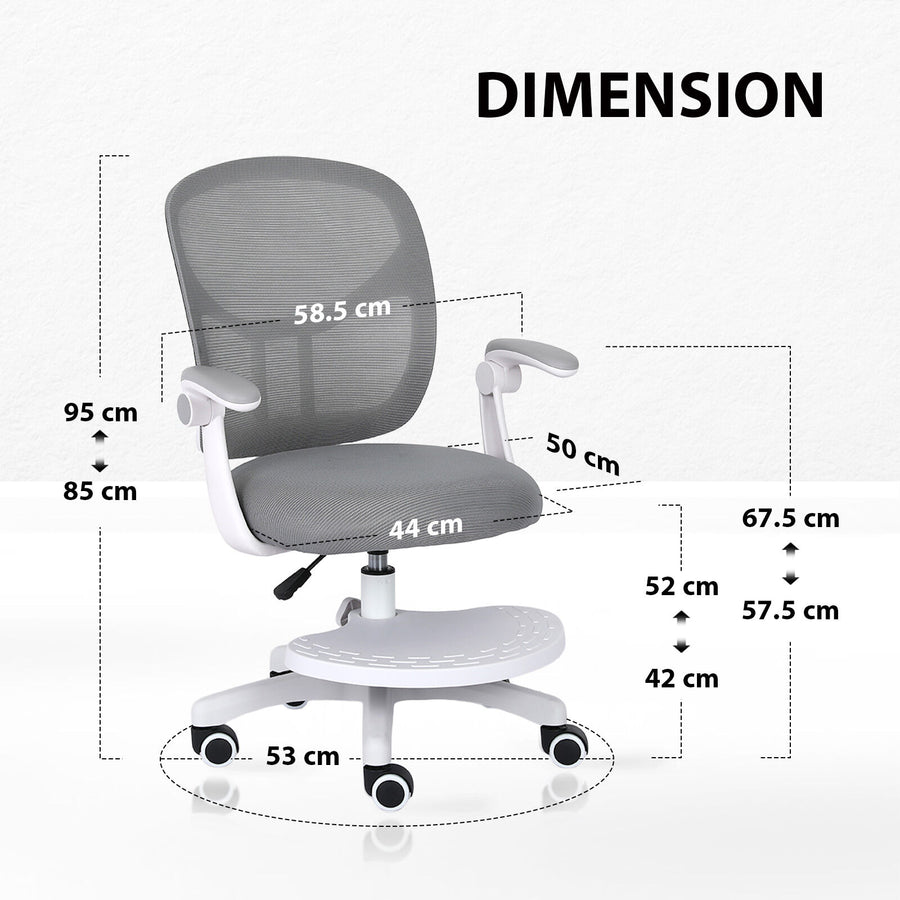Kids Desk Chair Office Study Seat with Footrest NOVA - GREY