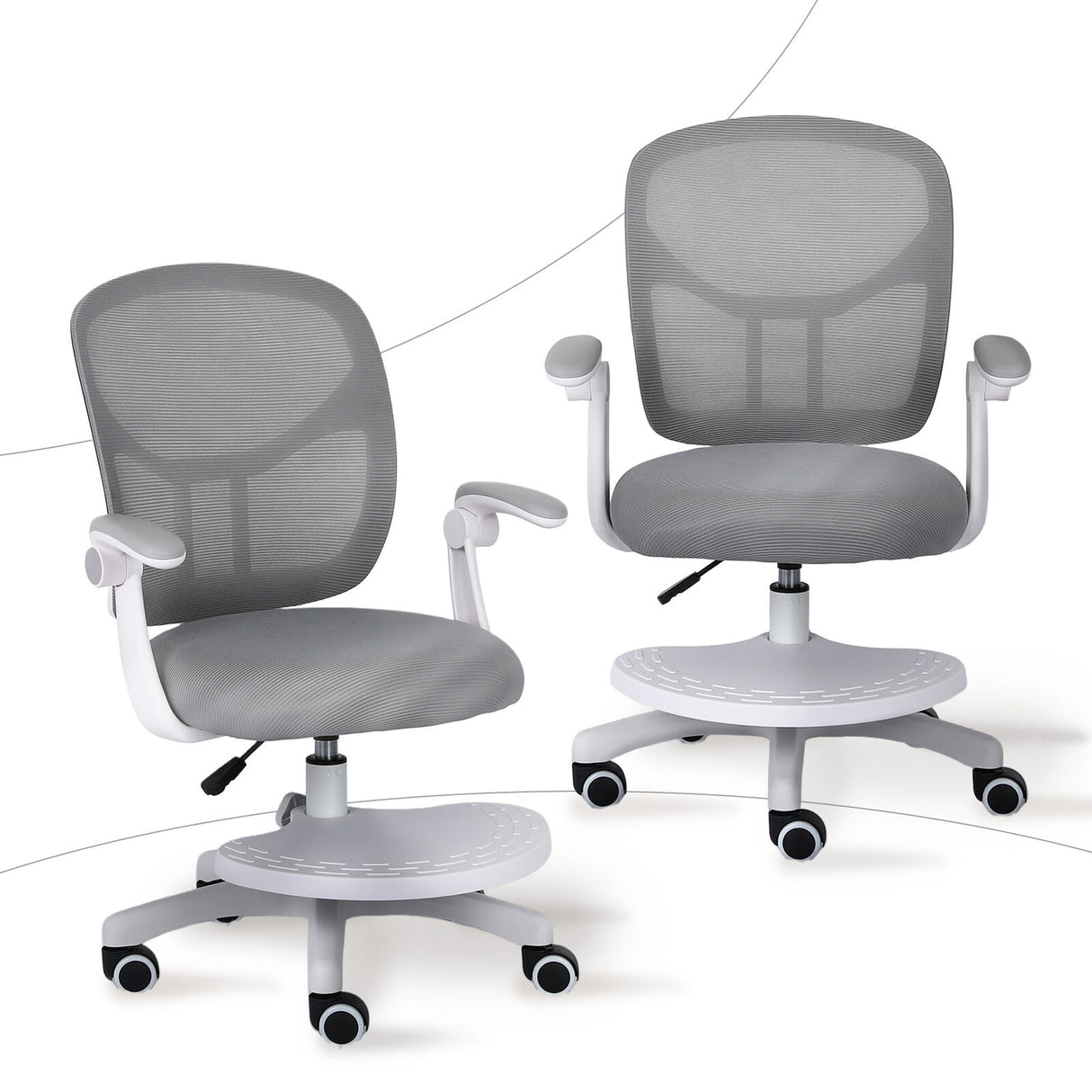 Kids Desk Chair Office Study Seat with Footrest NOVA - GREY