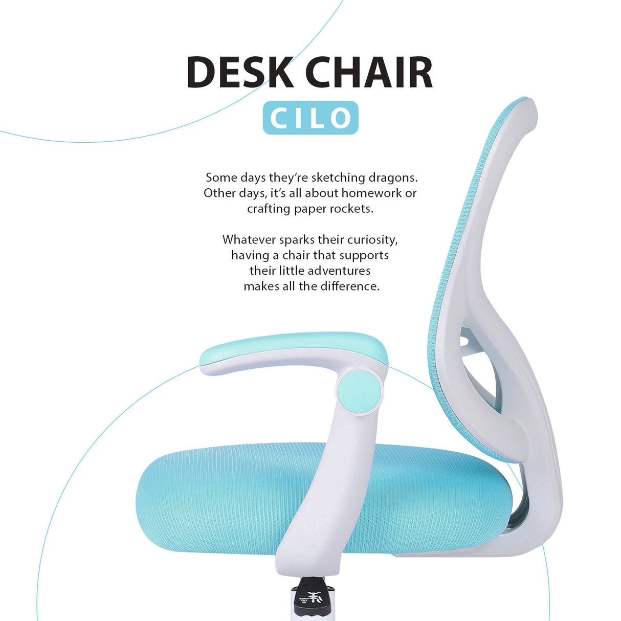 Kids Desk Chair Office Study Seat with Footrest CILO - BLUE