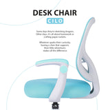 Kids Desk Chair Office Study Seat with Footrest CILO - BLUE