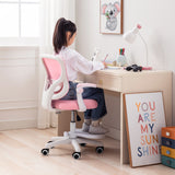 Kids Desk Chair Office Study Seat with Footrest CILO - PINK - 45-Degree Angle