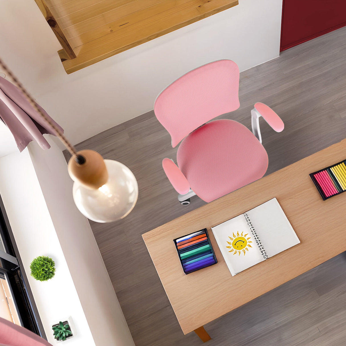 Kids Desk Chair Office Study Seat with Footrest CILO - PINK