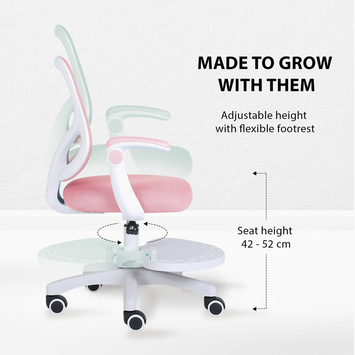 Kids Desk Chair Office Study Seat with Footrest CILO - PINK