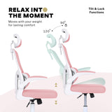 Office Chair Flip-Up Armrest SITIO - PINK - Low Angle