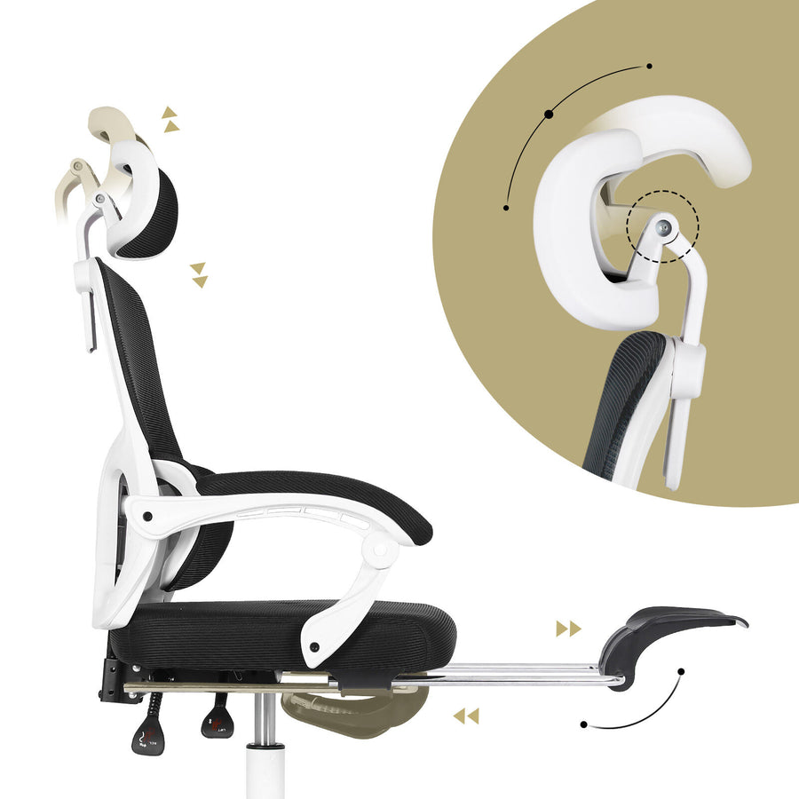 Office Chair Ergonomic Reclining with Footrest VELTRA - BLACK