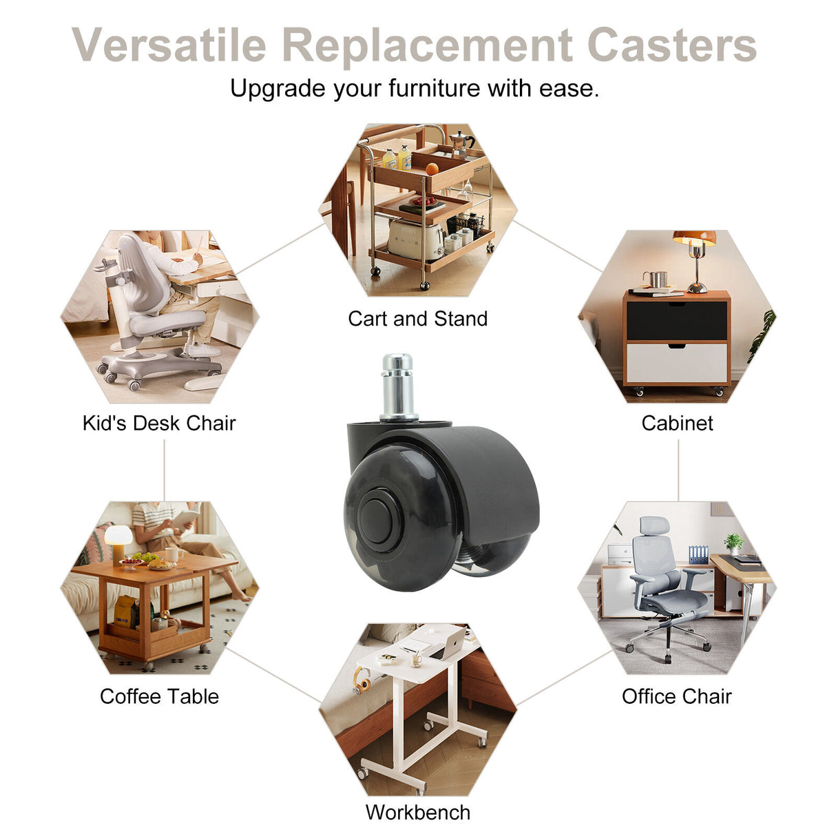 5X 2" Office Chair Twin Casters Wheels