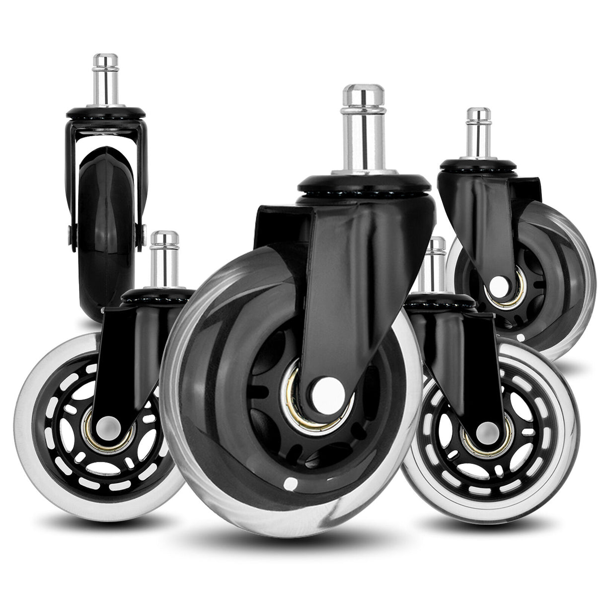 5X 3" Office Chair Rollerblade-Style Casters Wheels
