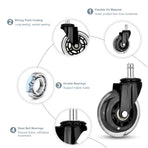 5X 3" Office Chair Rollerblade-Style Casters Wheels