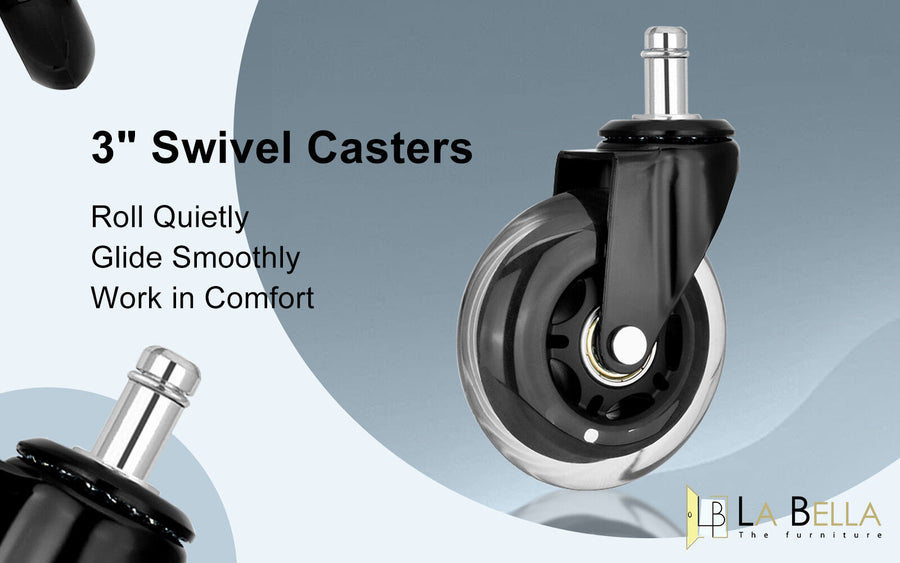 5X 3" Office Chair Rollerblade-Style Casters Wheels