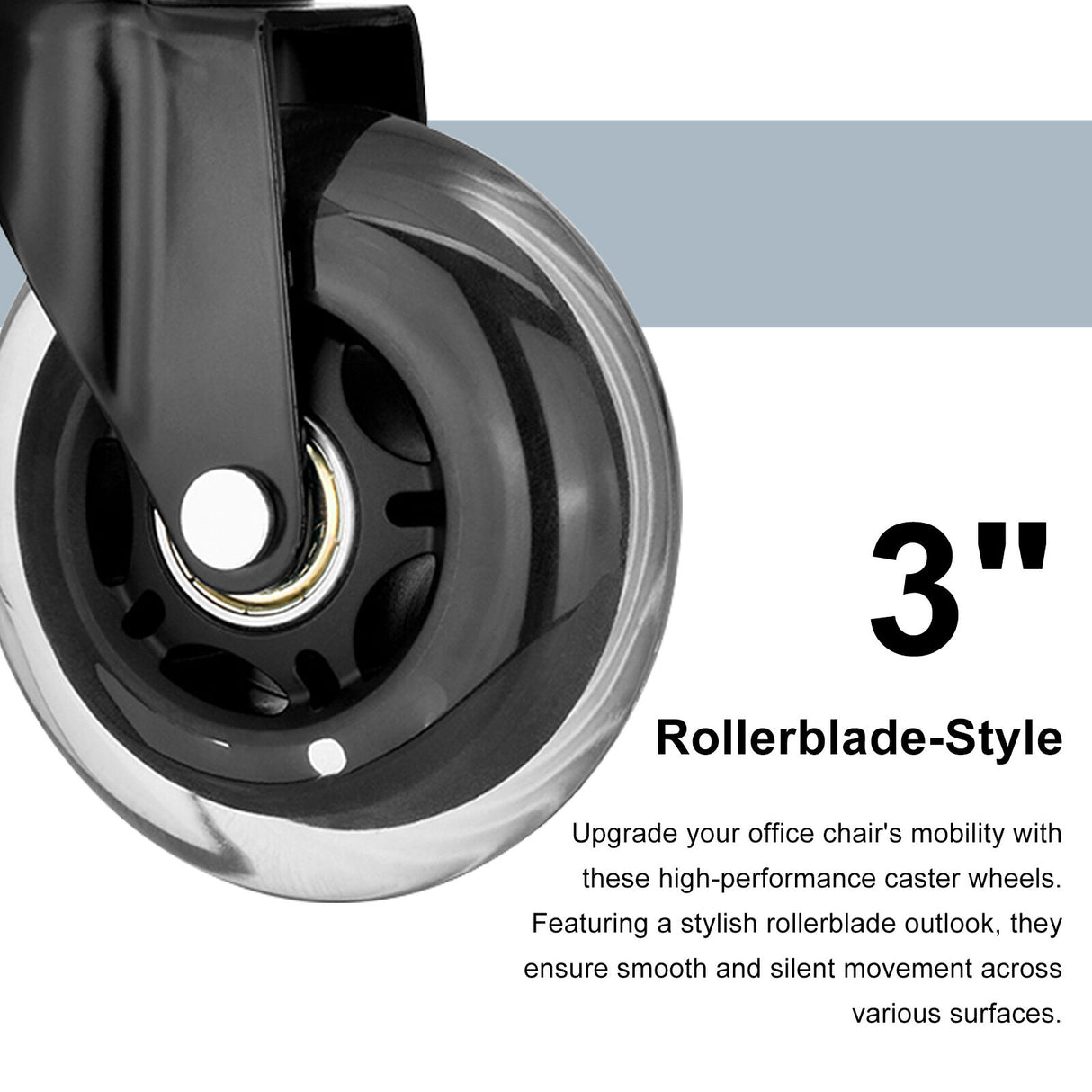 5X 3" Office Chair Rollerblade-Style Casters Wheels