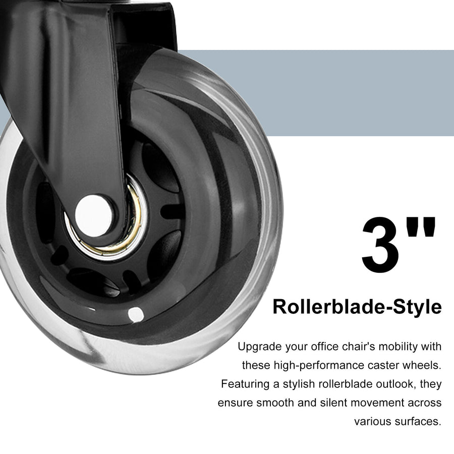 5X 3" Office Chair Rollerblade-Style Casters Wheels