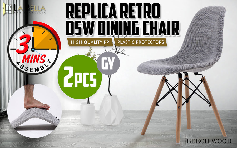 2X DSW Dining Chair Fabric - GREY