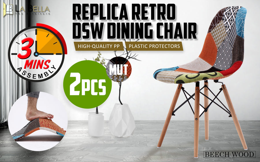 2X DSW Dining Chair Fabric - MULTI