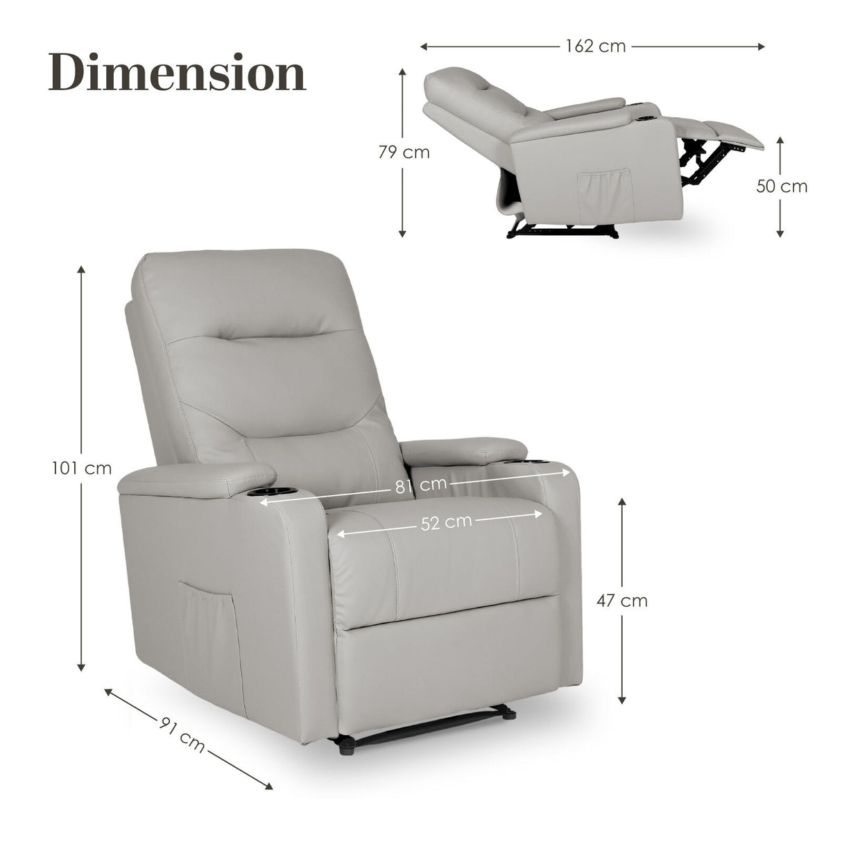 Home Recliner Chair DAKOTA - GREY