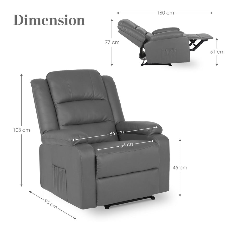 Home Recliner Chair MARLO - Grey
