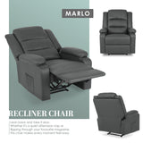 Home Recliner Chair MARLO - Grey - Side View