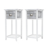 2X Bedside Table Drawer Vintage Side Table Storage Cabinet VALERIE GREY - Extra Image