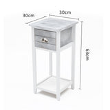 2X Bedside Table Drawer Vintage Side Table Storage Cabinet VALERIE GREY - Extra Image