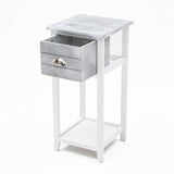 Bedside Table Drawer Vintage Side Table Storage Cabinet VALERIE GREY - Extra Image